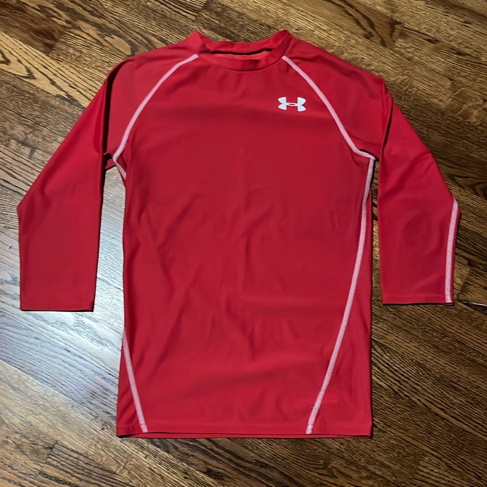 Under Armour Heat Gear Long Sleeve Red Dry Fit Top Large